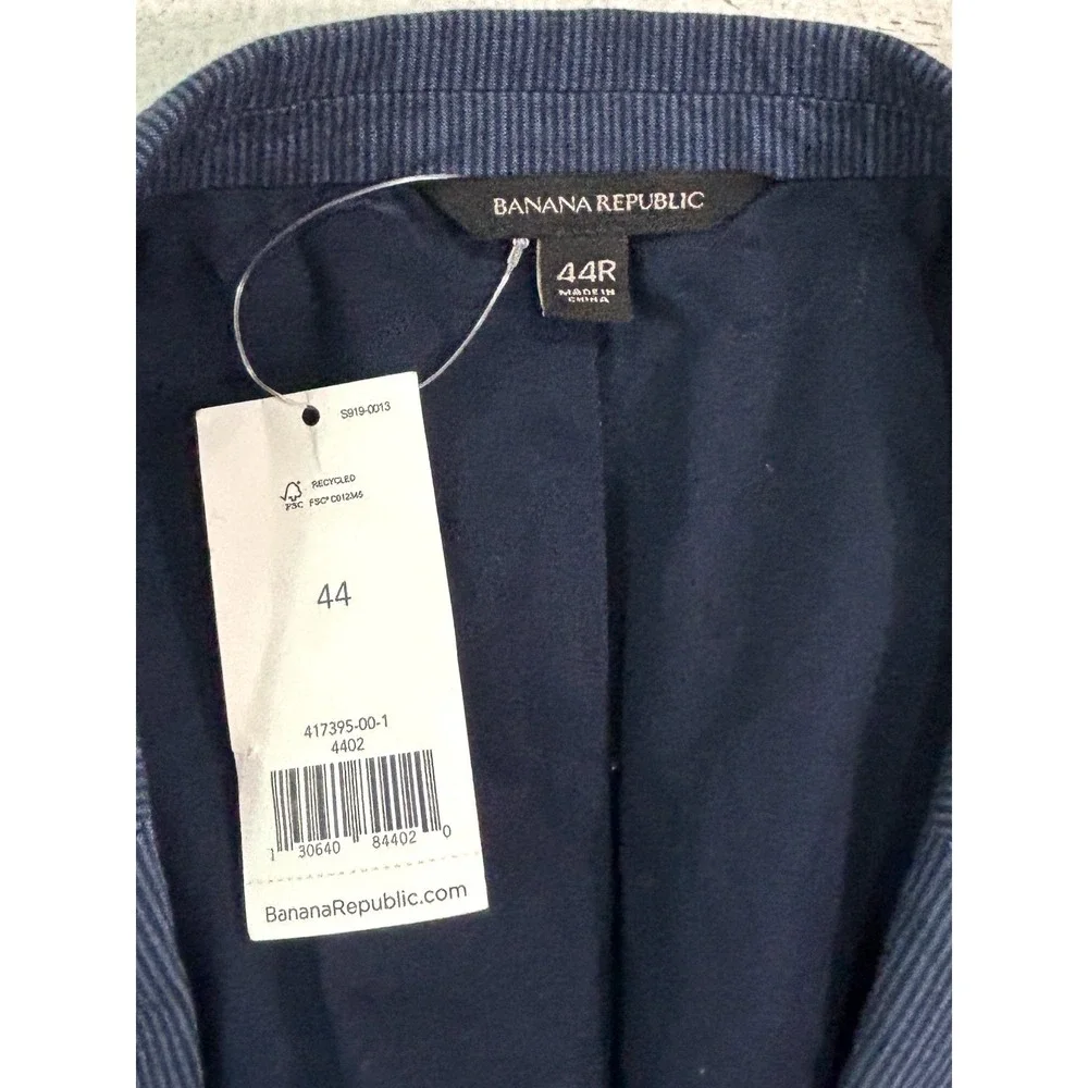 NEW Banana Republic 44R Blue Stripe Slim Stretch Cotton Blazer Jacket Sport Coat